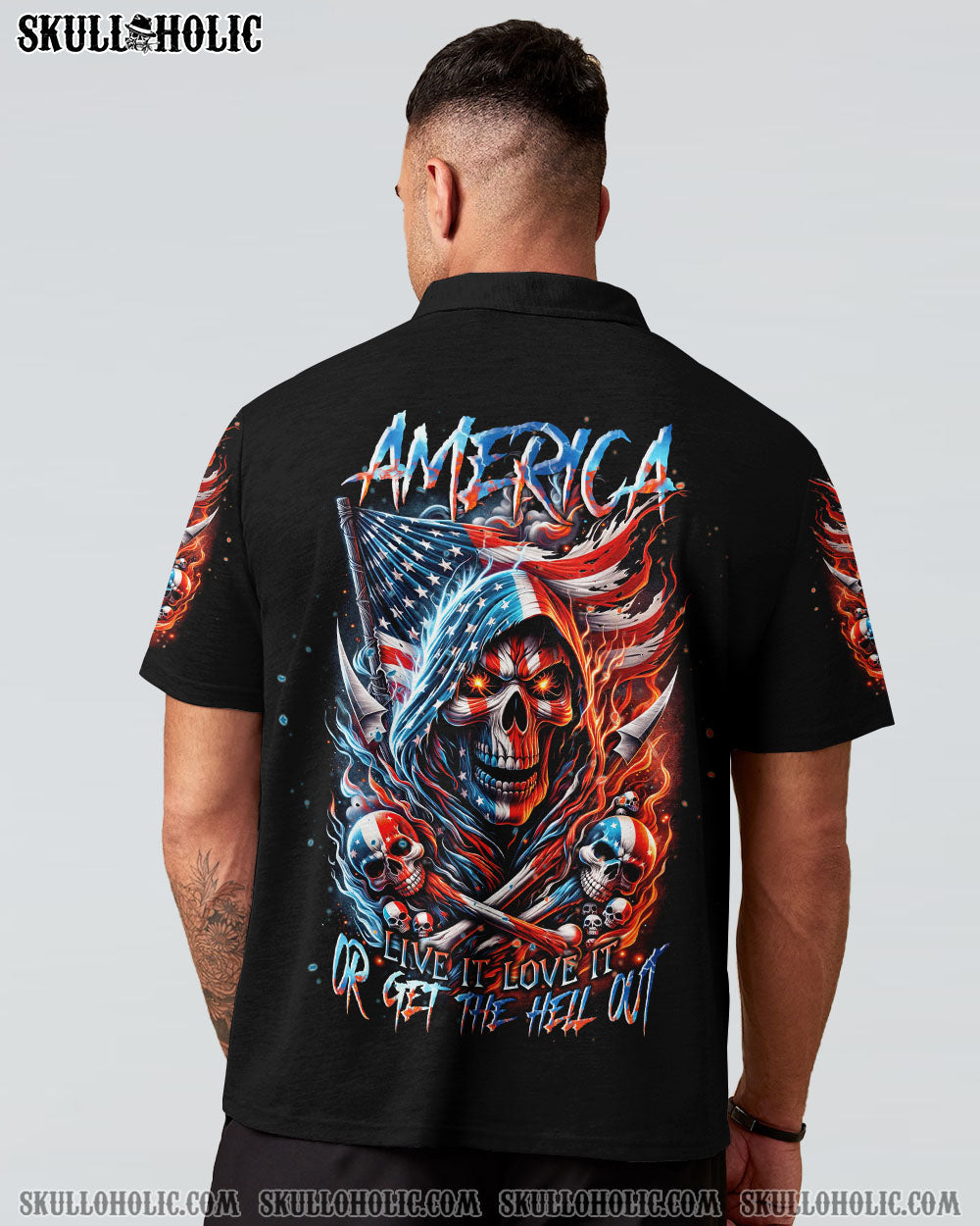 AMERICA LIVE IT LOVE IT OR GET THE HELL OUT SKULL ALL OVER PRINT – TLNT0111231