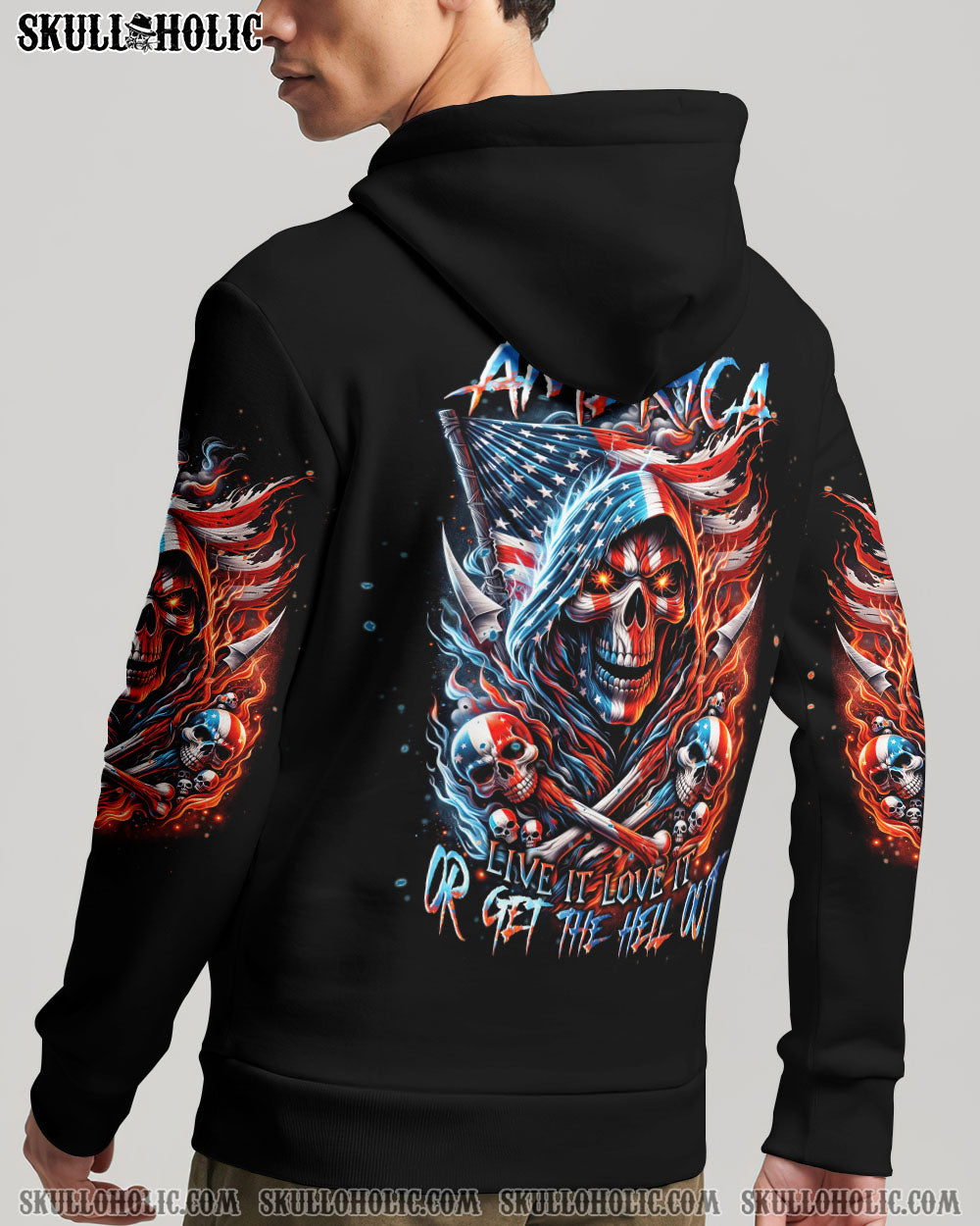 AMERICA LIVE IT LOVE IT OR GET THE HELL OUT SKULL ALL OVER PRINT – TLNT0111231