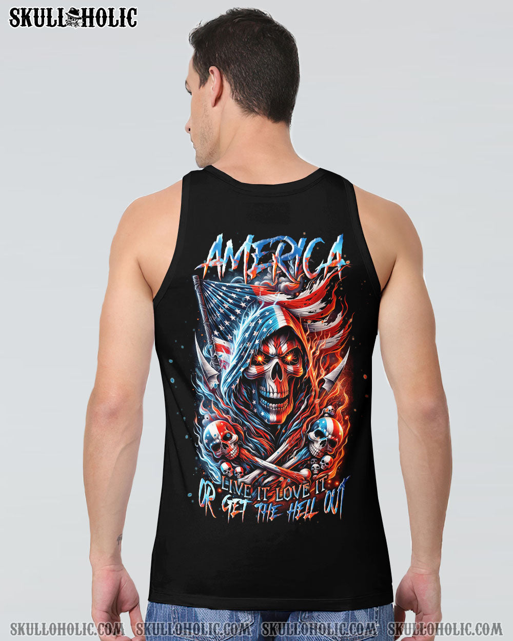 AMERICA LIVE IT LOVE IT OR GET THE HELL OUT SKULL ALL OVER PRINT – TLNT0111231