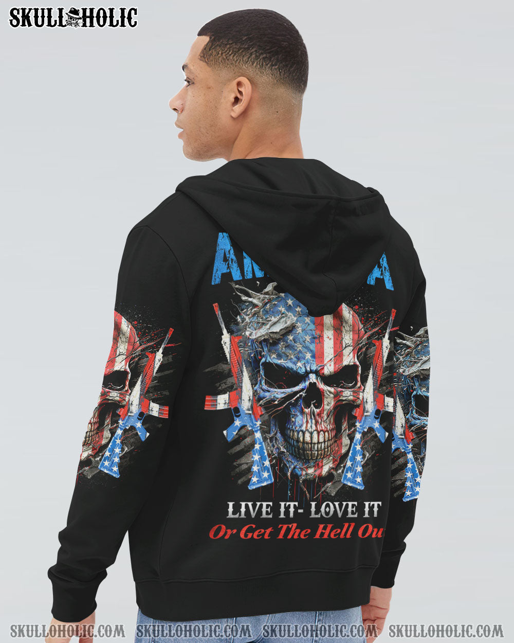 AMERICA LIVE IT LOVE IT OR GET THE HELL OUT SKULL ALL OVER PRINT – YHHN0903232