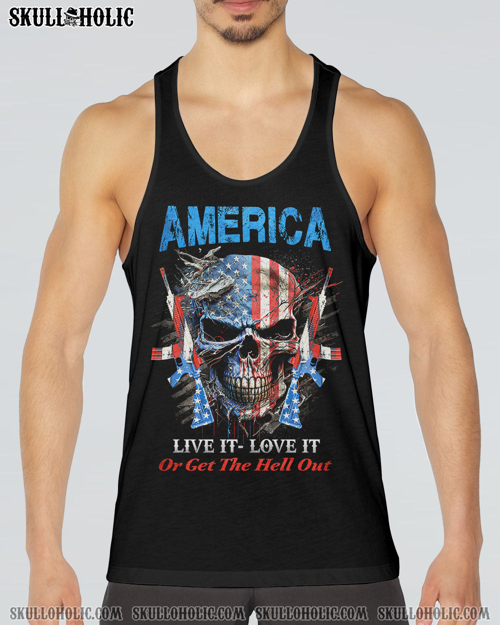 AMERICA LIVE IT LOVE IT OR GET THE HELL OUT SKULL ALL OVER PRINT – YHHN0903232