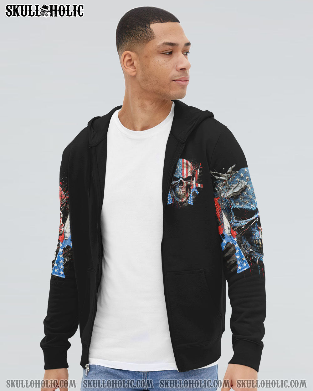 AMERICA LIVE IT LOVE IT OR GET THE HELL OUT SKULL ALL OVER PRINT – YHHN0903232