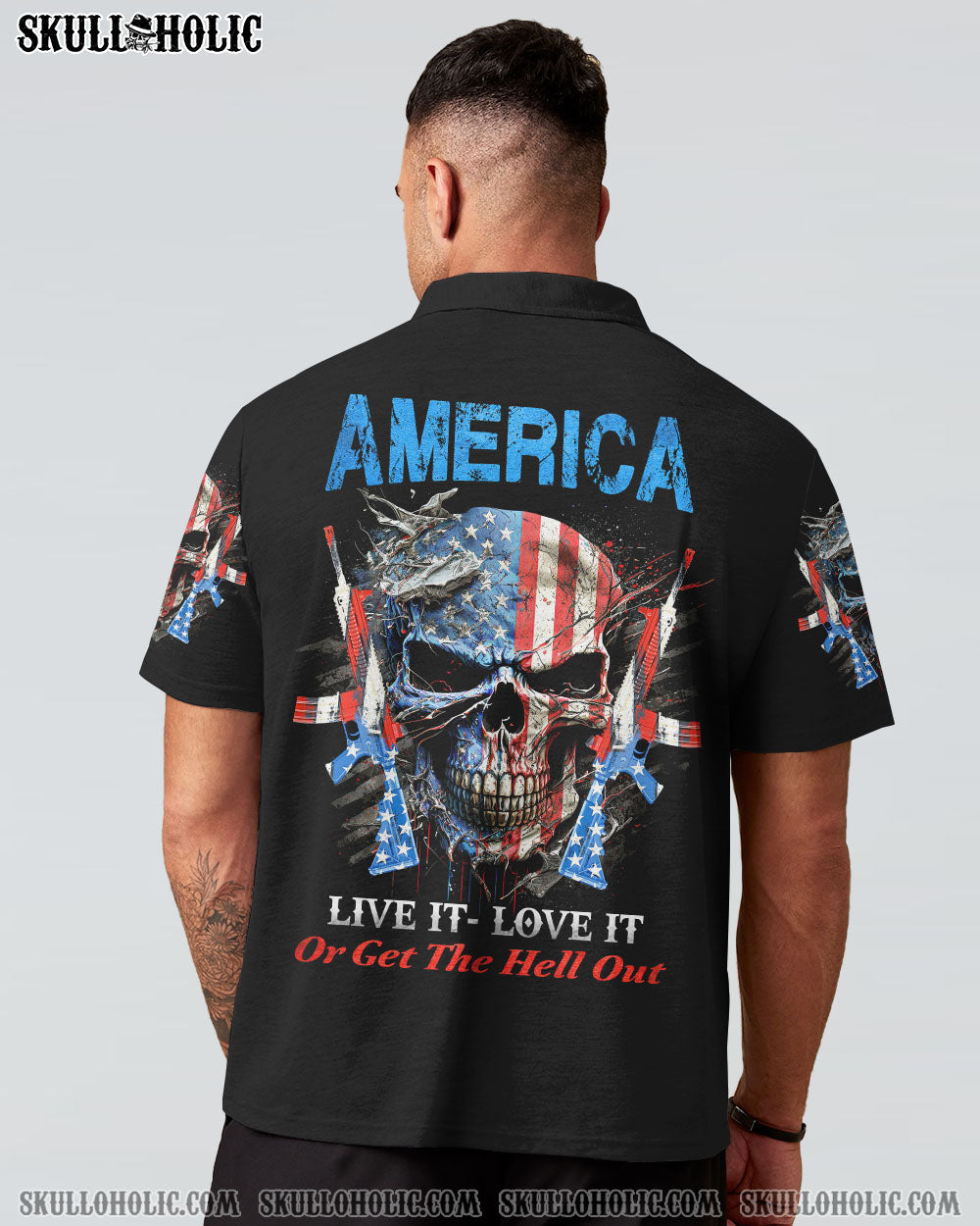 AMERICA LIVE IT LOVE IT OR GET THE HELL OUT SKULL ALL OVER PRINT – YHHN0903232