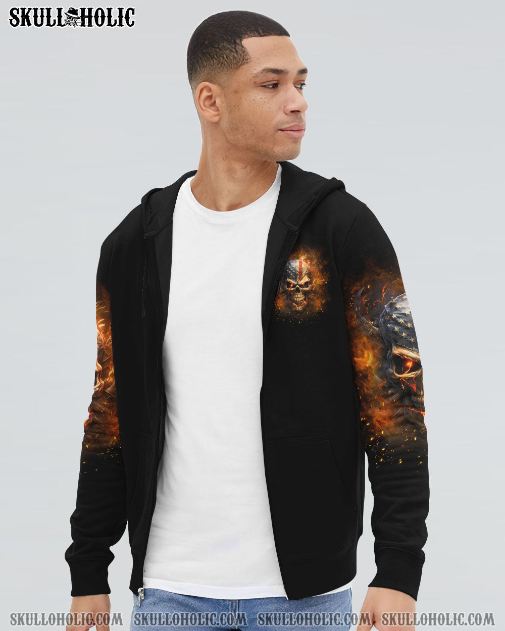 AMERICA LIVE IT LOVE IT OR GET THE HELL OUT SKULL ALL OVER PRINT – YHLN2007231