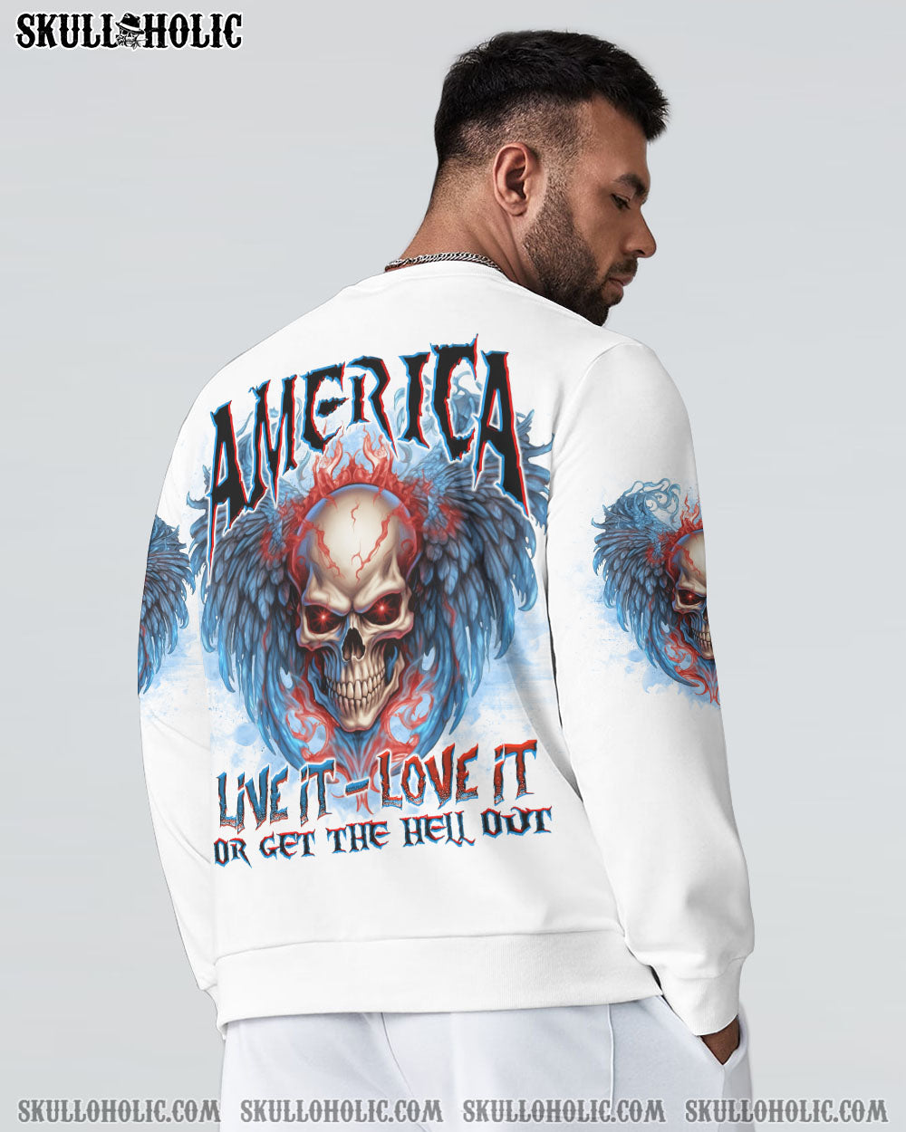 AMERICA LIVE IT LOVE IT OR GET THE HELL OUT SKULL WINGS ALL OVER PRINT – TLNO1505232
