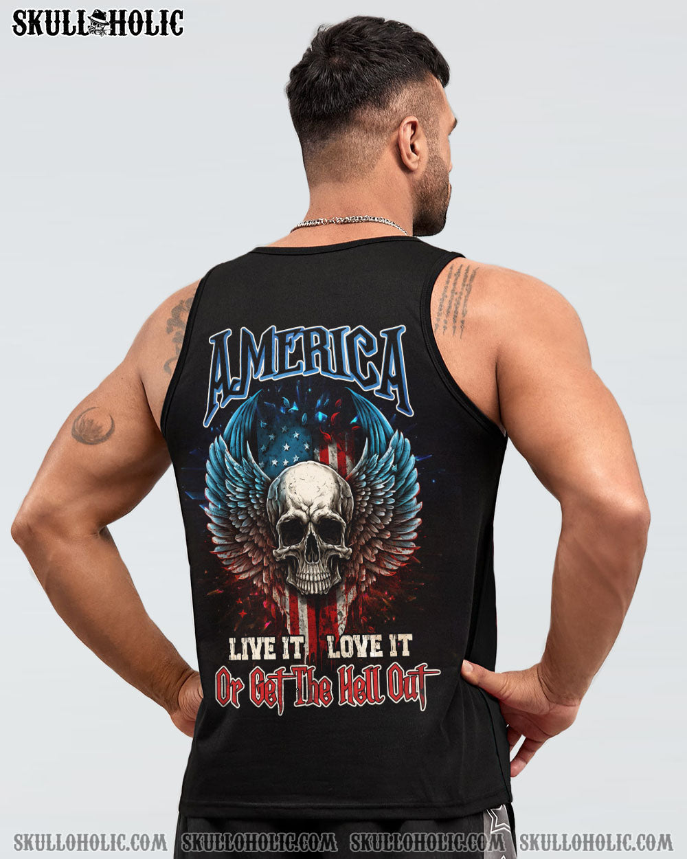 AMERICA LIVE IT LOVE IT OR GET THE HELL OUT SKULL WINGS ALL OVER PRINT – TLNZ0902232
