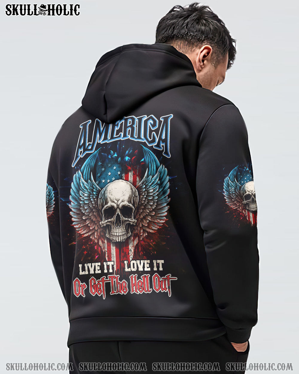 AMERICA LIVE IT LOVE IT OR GET THE HELL OUT SKULL WINGS ALL OVER PRINT – TLNZ0902232