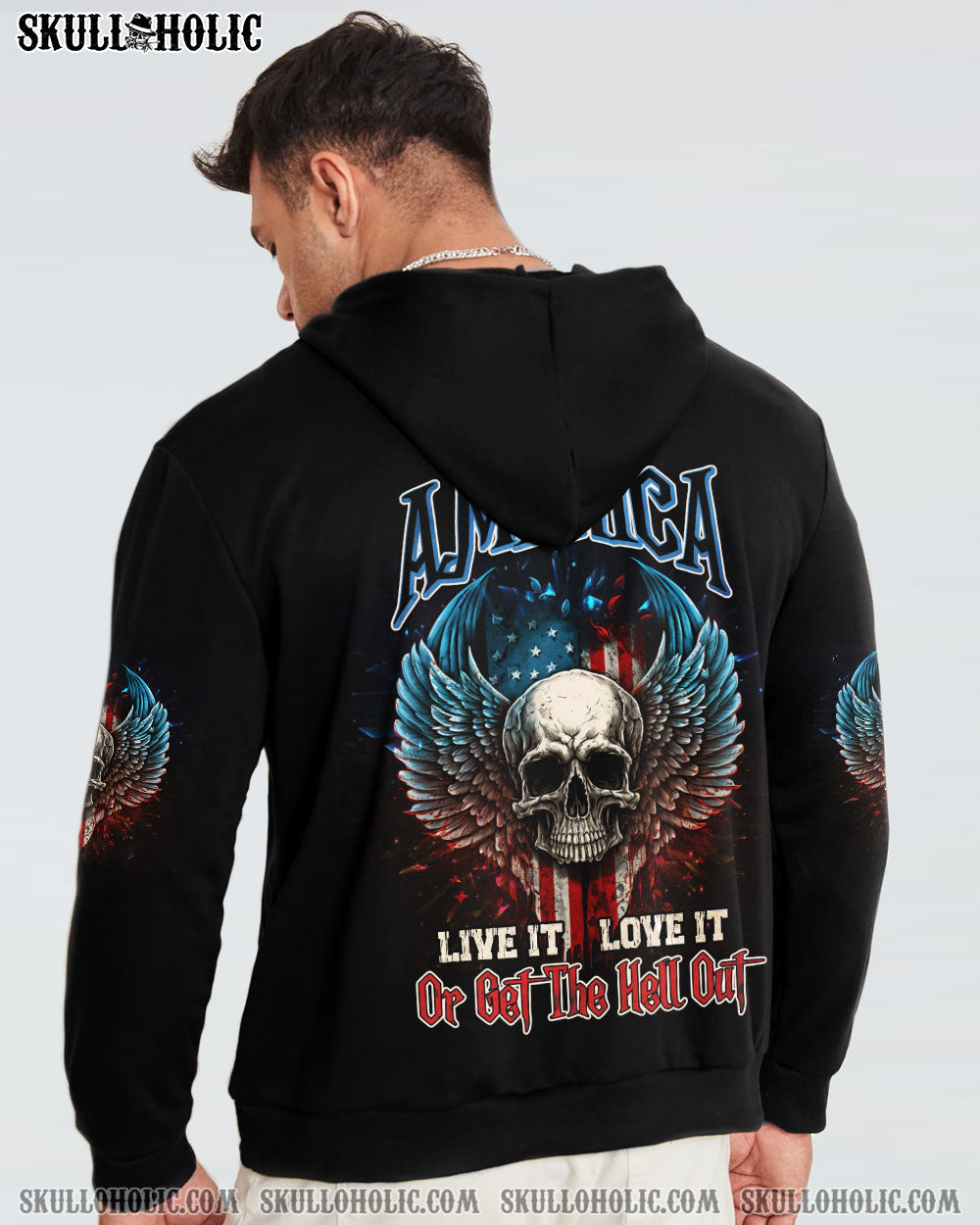 AMERICA LIVE IT LOVE IT OR GET THE HELL OUT SKULL WINGS ALL OVER PRINT – TLNZ0902232