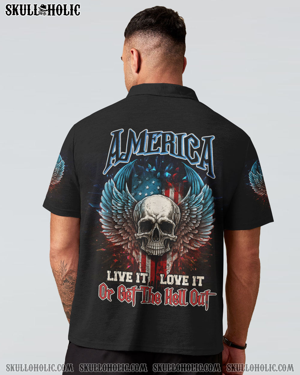 AMERICA LIVE IT LOVE IT OR GET THE HELL OUT SKULL WINGS ALL OVER PRINT – TLNZ0902232