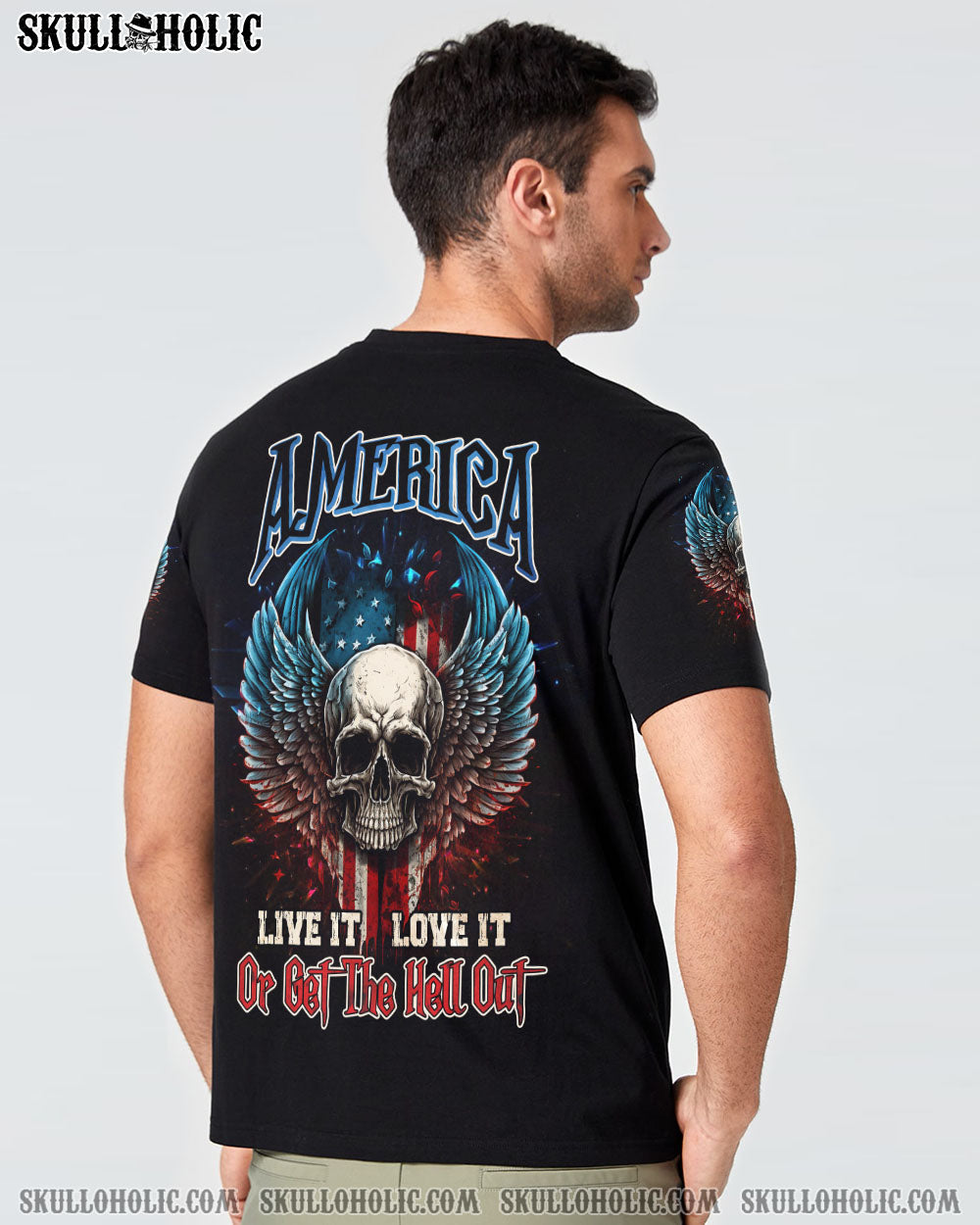 AMERICA LIVE IT LOVE IT OR GET THE HELL OUT SKULL WINGS ALL OVER PRINT – TLNZ0902232