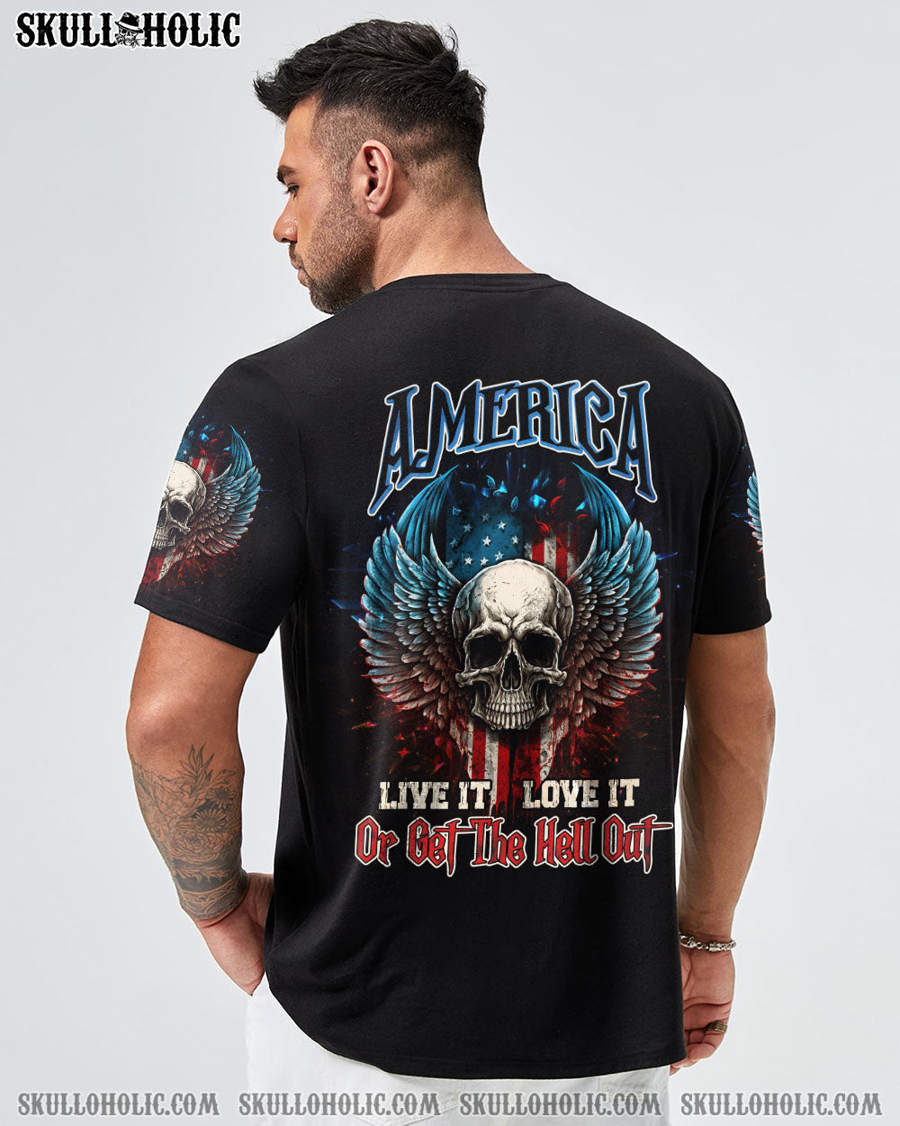 AMERICA LIVE IT LOVE IT OR GET THE HELL OUT SKULL WINGS ALL OVER PRINT – TLNZ0902232