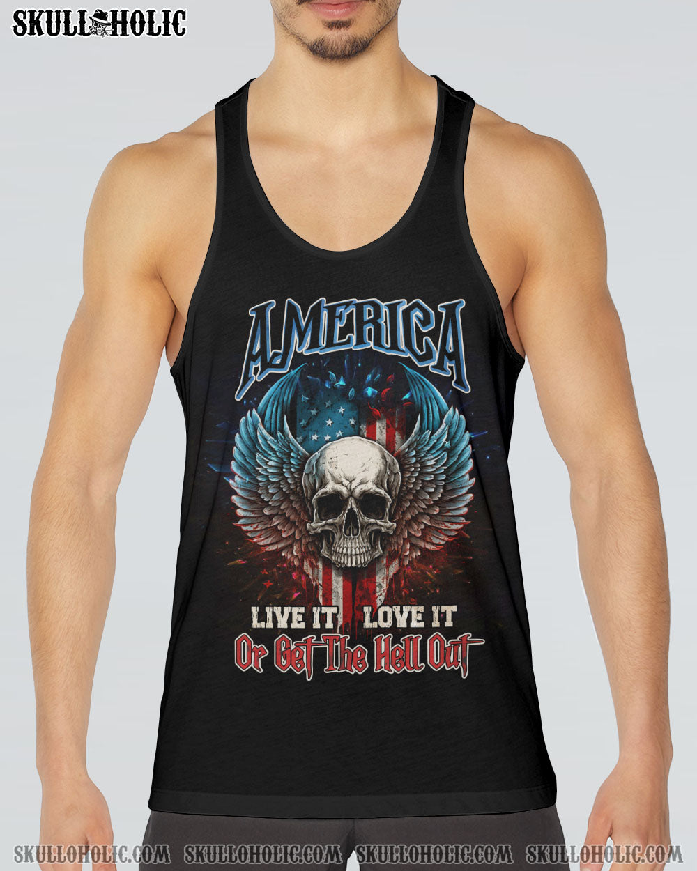 AMERICA LIVE IT LOVE IT OR GET THE HELL OUT SKULL WINGS ALL OVER PRINT – TLNZ0902232