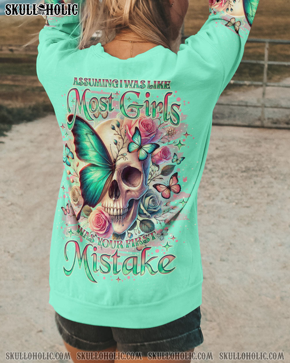 ASSUMING I WAS LIKE MOST GIRLS SKULL BUTTERFLY ALL OVER PRINT – TLNO2406241