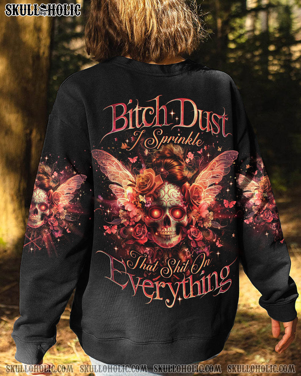 B DUST I SPRINKLE THAT S ON EVERYTHING SKULL MESSY BUN WINGS ALL OVER PRINT – TLNO1304241