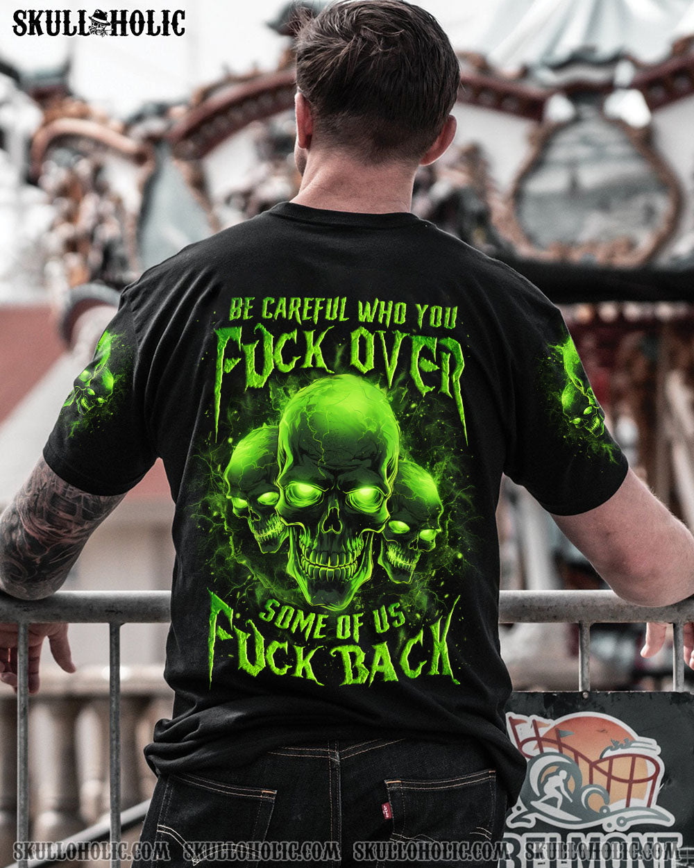 BE CAREFUL FLAMING SKULL ALL OVER PRINT – YHLN111233