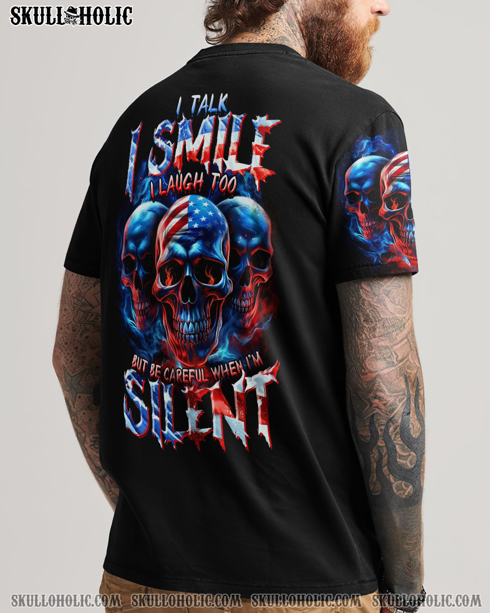 BE CAREFUL WHEN I’M SILENT 3 SKULLS ALL OVER PRINT – TLTR0407232