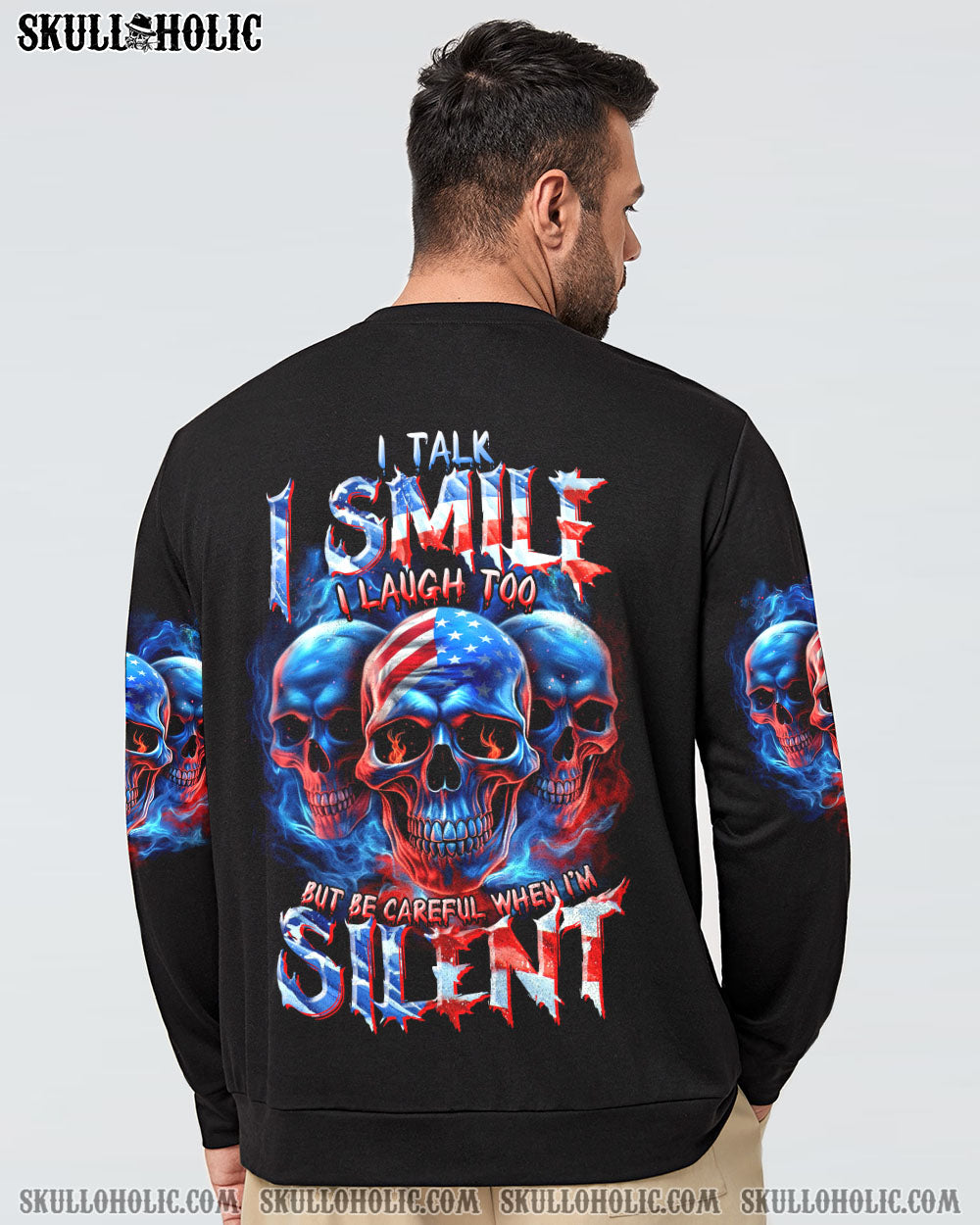 BE CAREFUL WHEN I’M SILENT 3 SKULLS ALL OVER PRINT – TLTR0407232