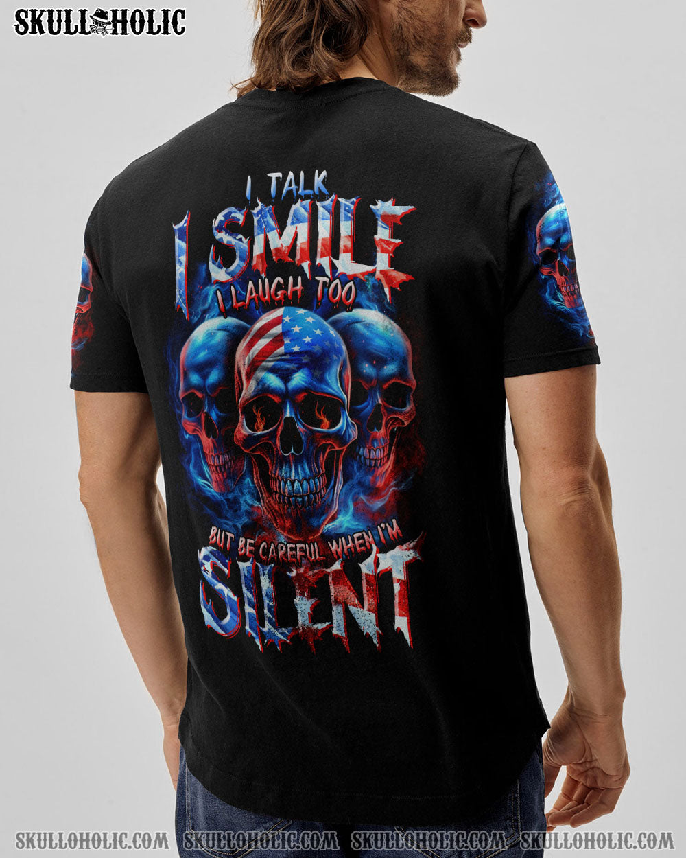 BE CAREFUL WHEN I’M SILENT 3 SKULLS ALL OVER PRINT – TLTR0407232