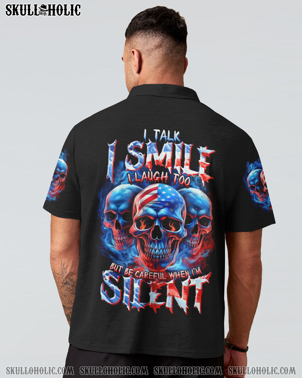 BE CAREFUL WHEN I’M SILENT 3 SKULLS ALL OVER PRINT – TLTR0407232