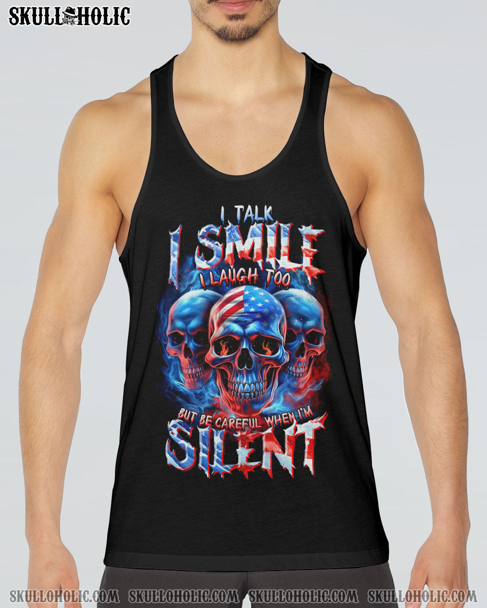 BE CAREFUL WHEN I’M SILENT 3 SKULLS ALL OVER PRINT – TLTR0407232