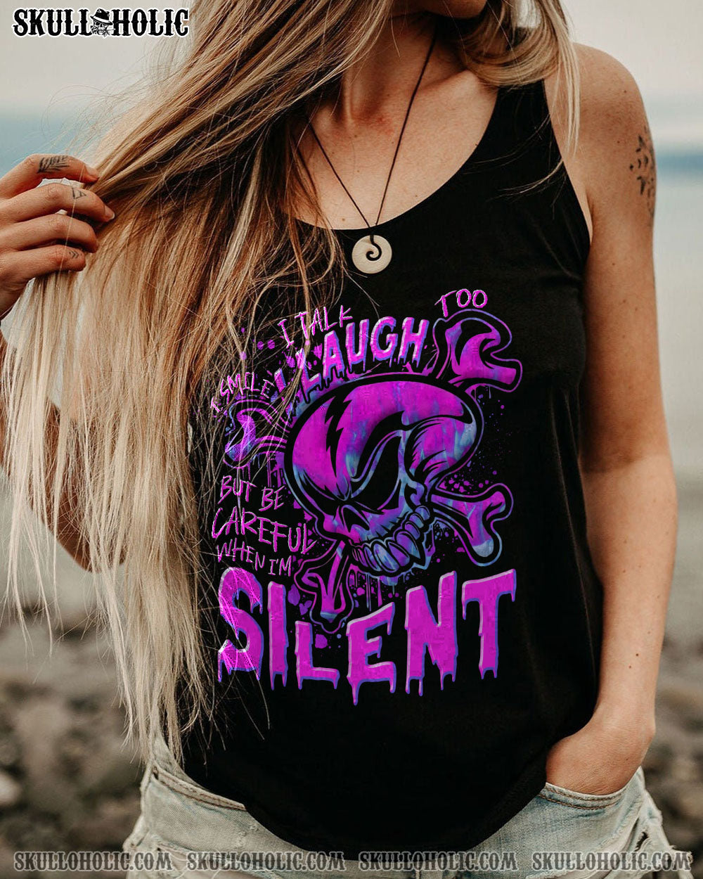 BE CAREFUL WHEN I’M SILENT SKULL BONES ALL OVER PRINT – TLNT0607232