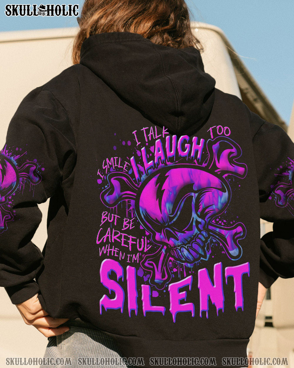 BE CAREFUL WHEN I’M SILENT SKULL BONES ALL OVER PRINT – TLNT0607232