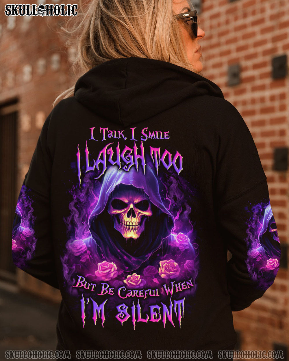 BE CAREFUL WHEN I’M SILENT SKULL ROSE ALL OVER PRINT – YHLN1907231