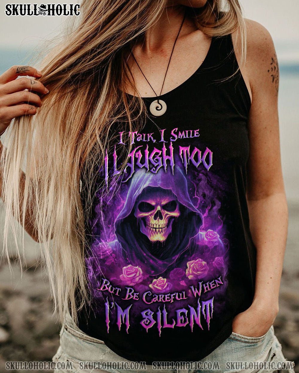 BE CAREFUL WHEN I’M SILENT SKULL ROSE ALL OVER PRINT – YHLN1907231