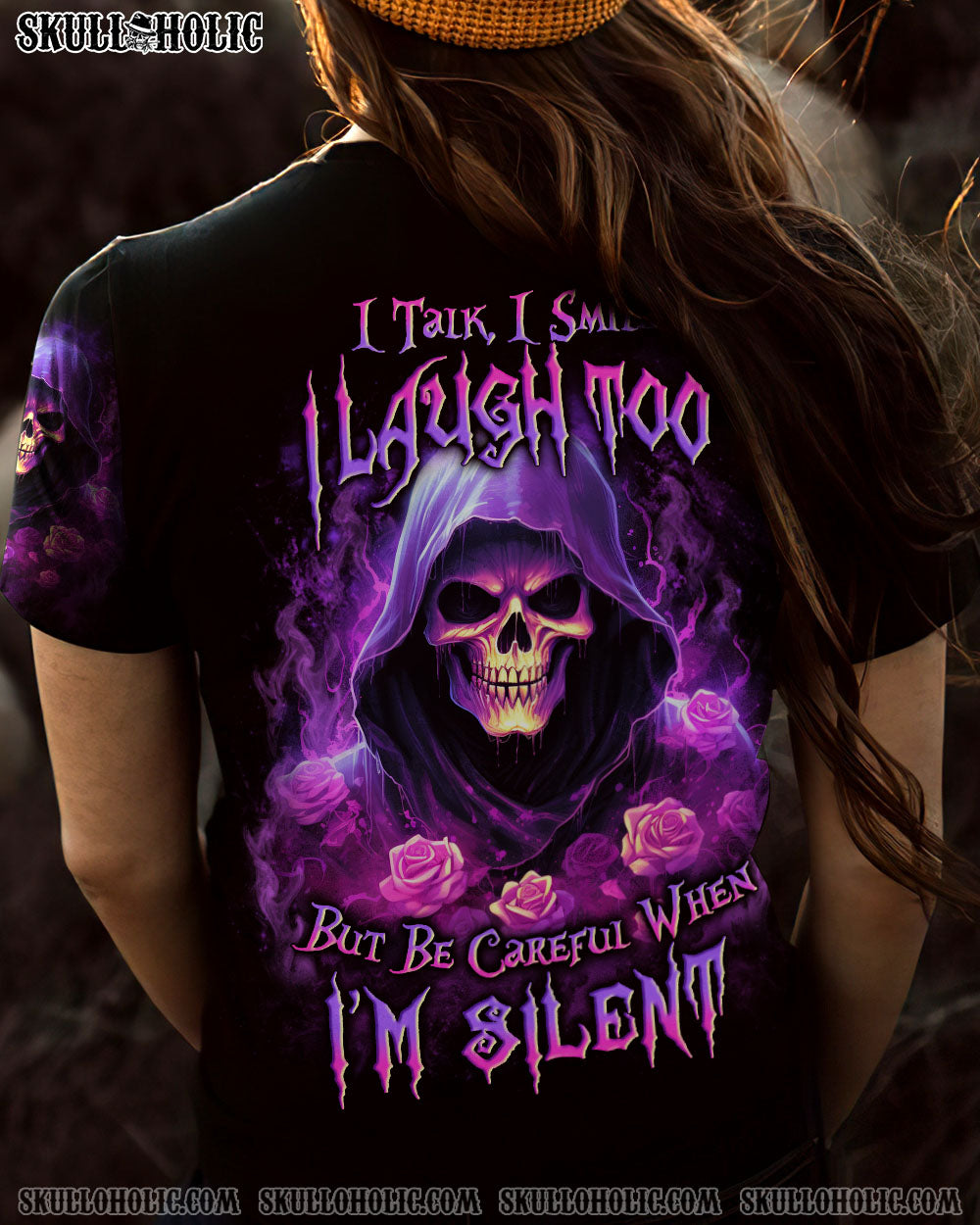 BE CAREFUL WHEN I’M SILENT SKULL ROSE ALL OVER PRINT – YHLN1907231