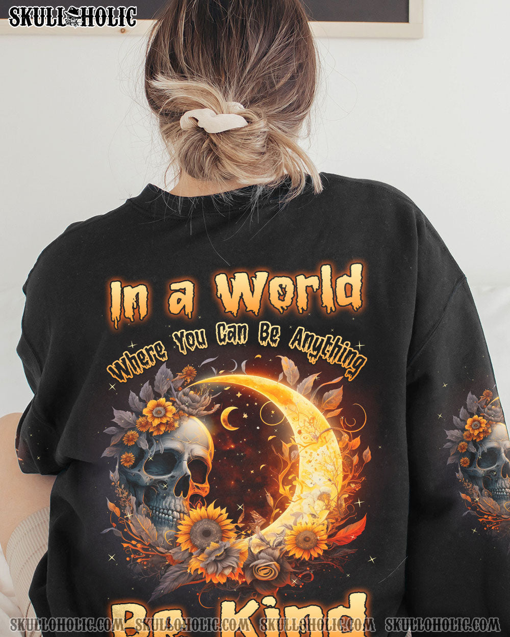 BE KIND SUNFLOWER SKULL CRESCENT MOON ALL OVER PRINT – TLNZ0603234