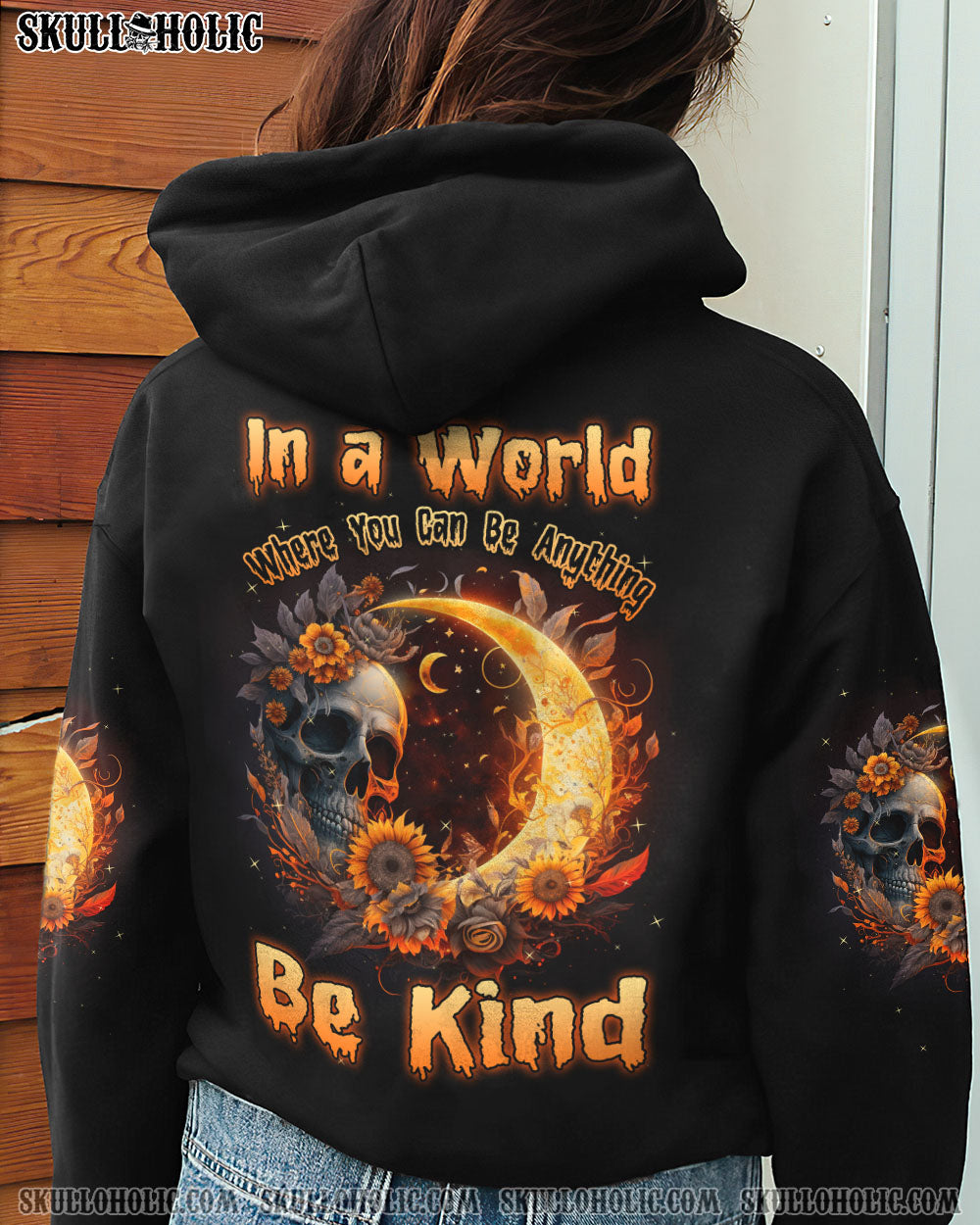 BE KIND SUNFLOWER SKULL CRESCENT MOON ALL OVER PRINT – TLNZ0603234