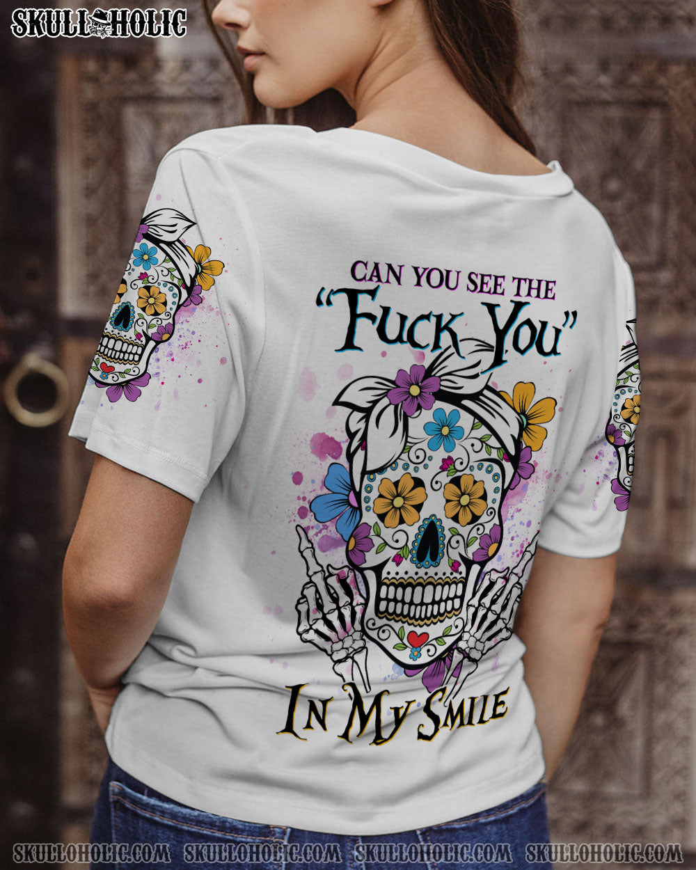 CAN YOU SEE THE F YOU SUGAR SKULL ALL OVER PRINT – YHHG1503231