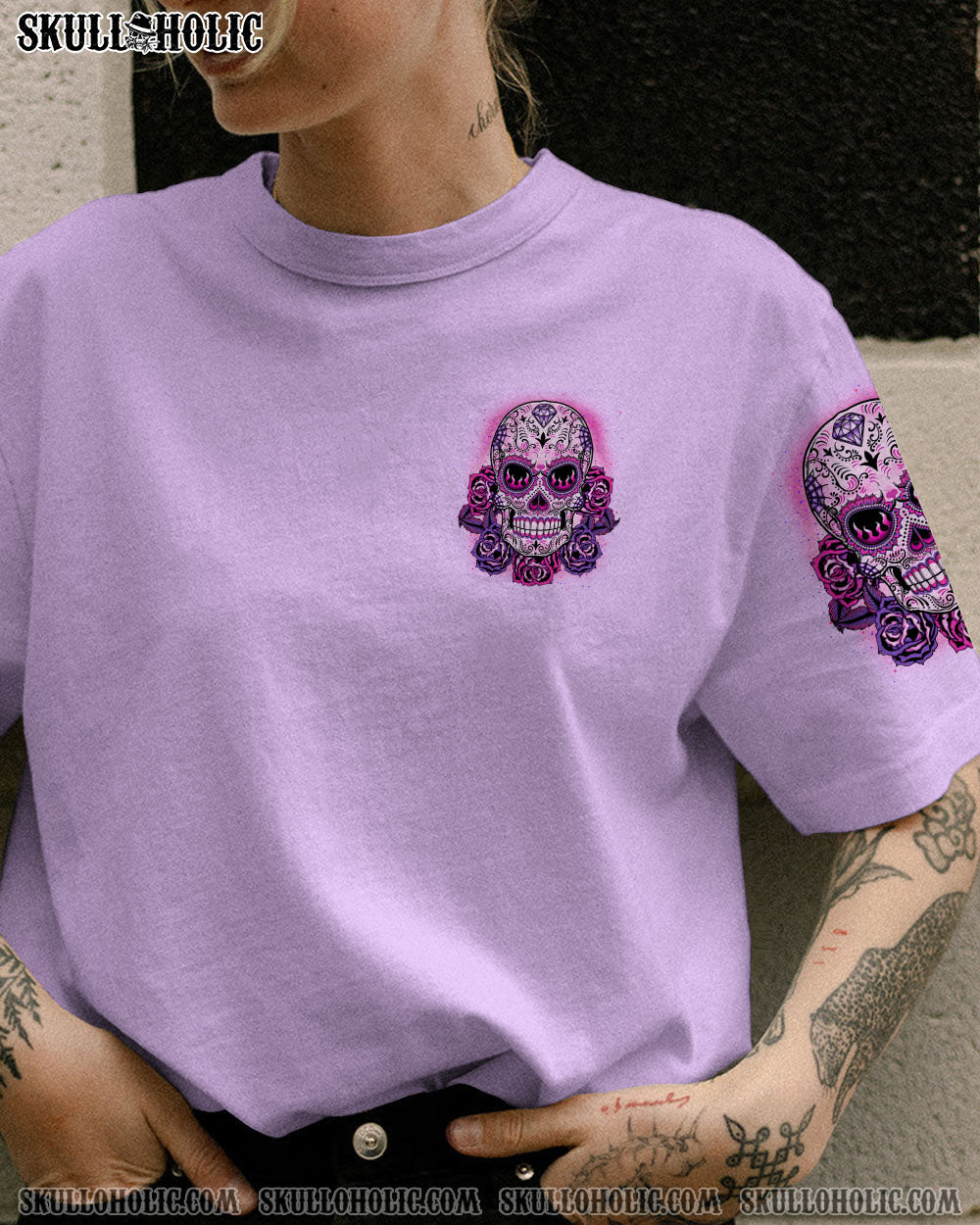CAN YOU SEE THE F YOU SUGAR SKULL ROSE PURPLE ALL OVER PRINT – TLTW1302235
