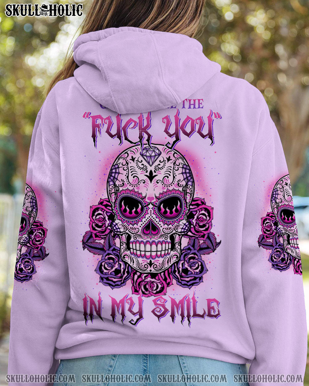 CAN YOU SEE THE F YOU SUGAR SKULL ROSE PURPLE ALL OVER PRINT – TLTW1302235