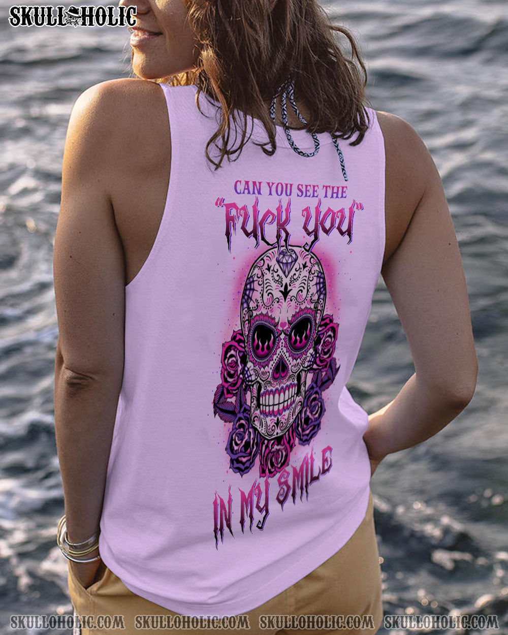 CAN YOU SEE THE F YOU SUGAR SKULL ROSE PURPLE ALL OVER PRINT – TLTW1302235