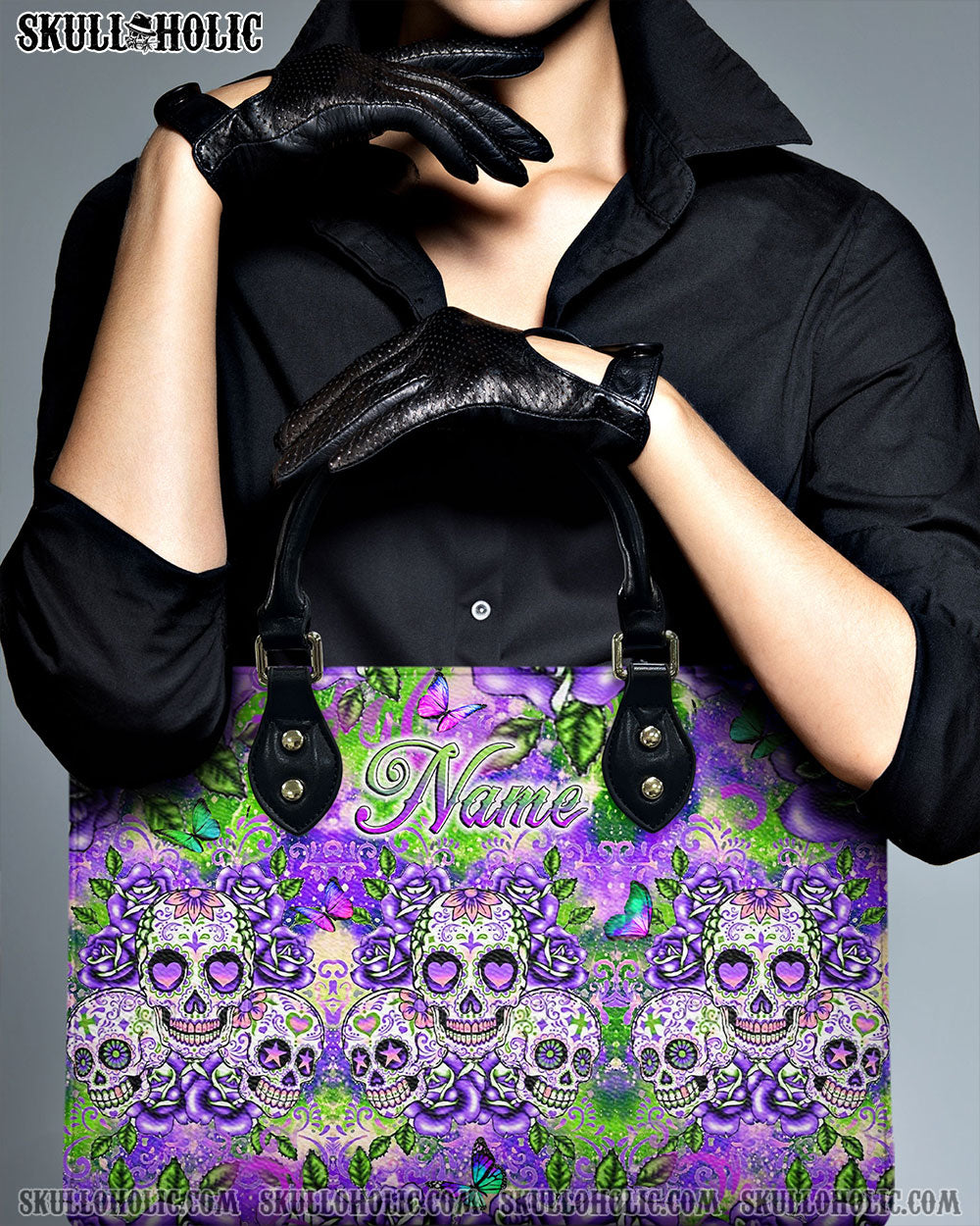 COLORFUL SUGAR SKULLS LEATHER HANDBAG – YHLT0108242