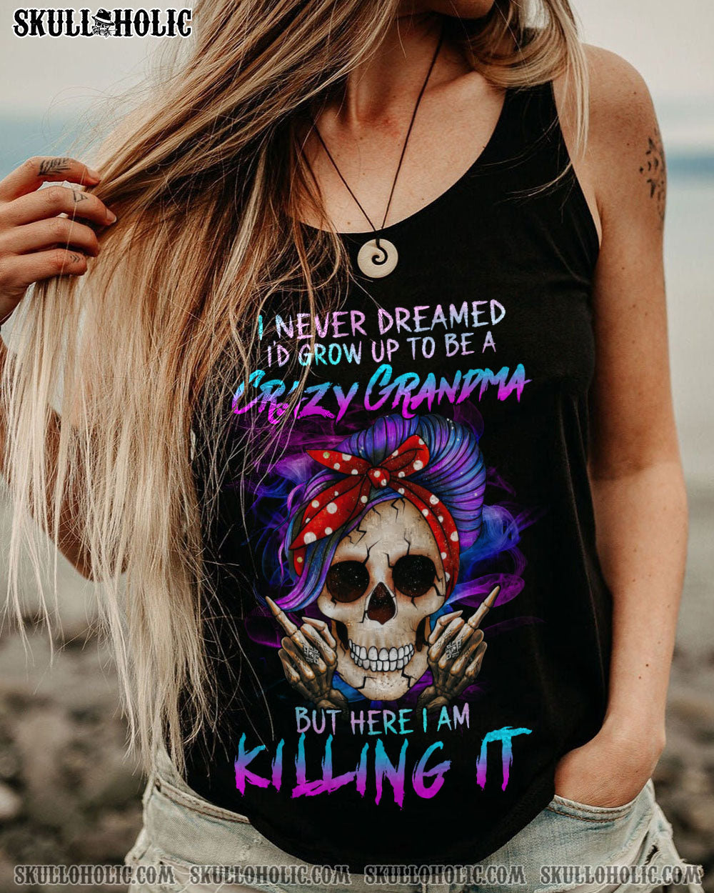 CRAZY GRANDMA SKULL ALL OVER PRINT – YHHG2202234