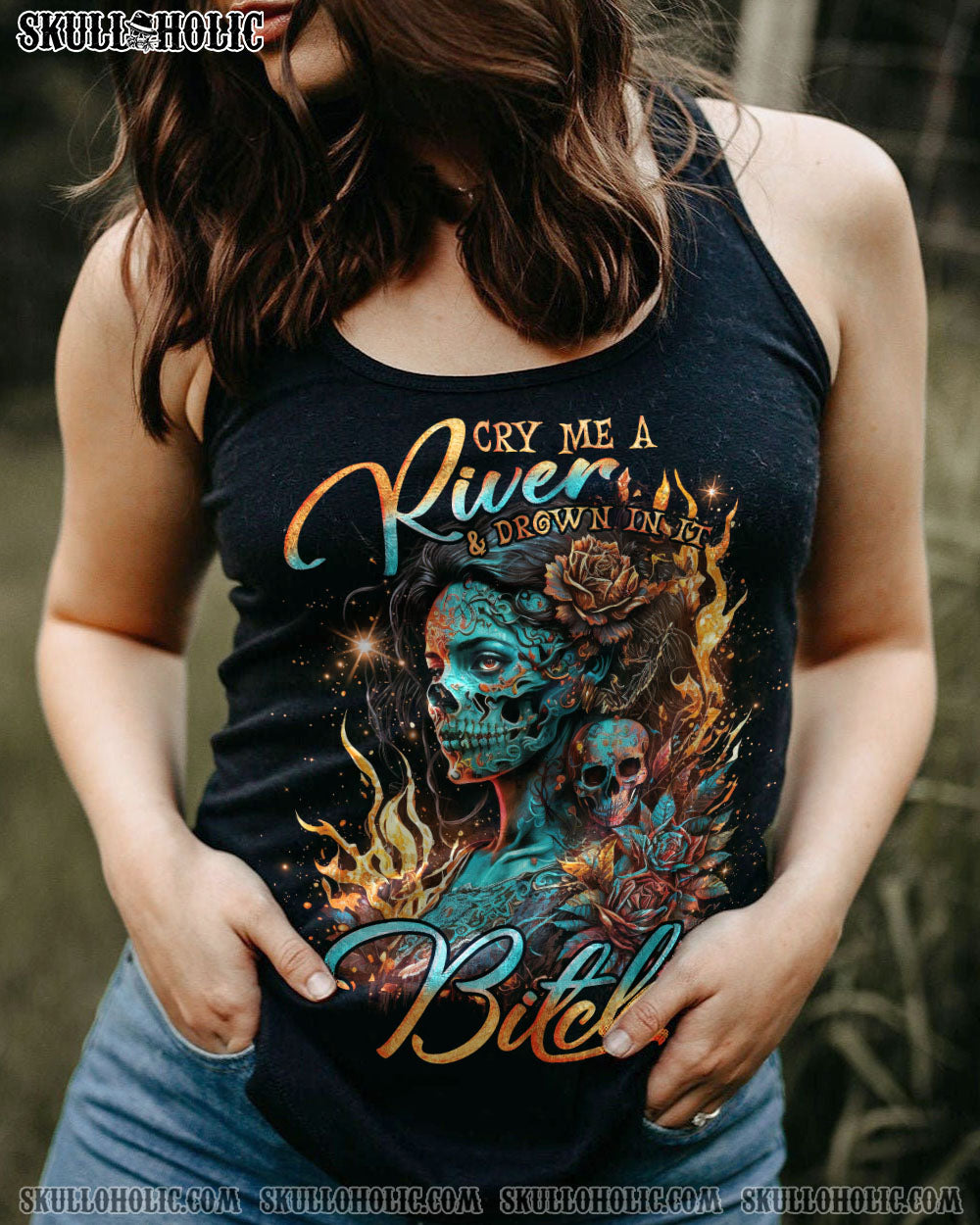 CRY ME A RIVER SUGAR SKULL ALL OVER PRINT – TLNO0404232