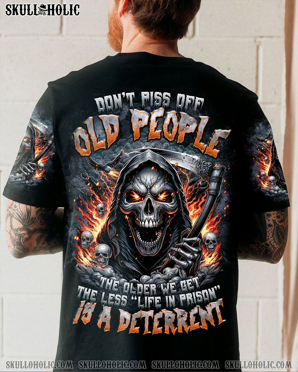 DON'T PISS OFF OLD PEOPLE SKULL ALL OVER PRINT - TLTR1707242