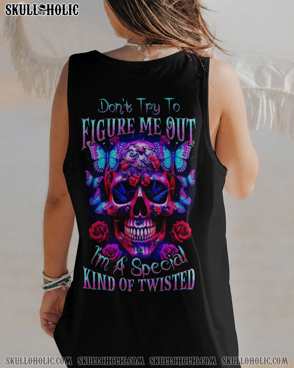 DON’T TRY TO FIGURE ME OUT BUTTERFLY SKULL ALL OVER PRINT – TLTW1505231
