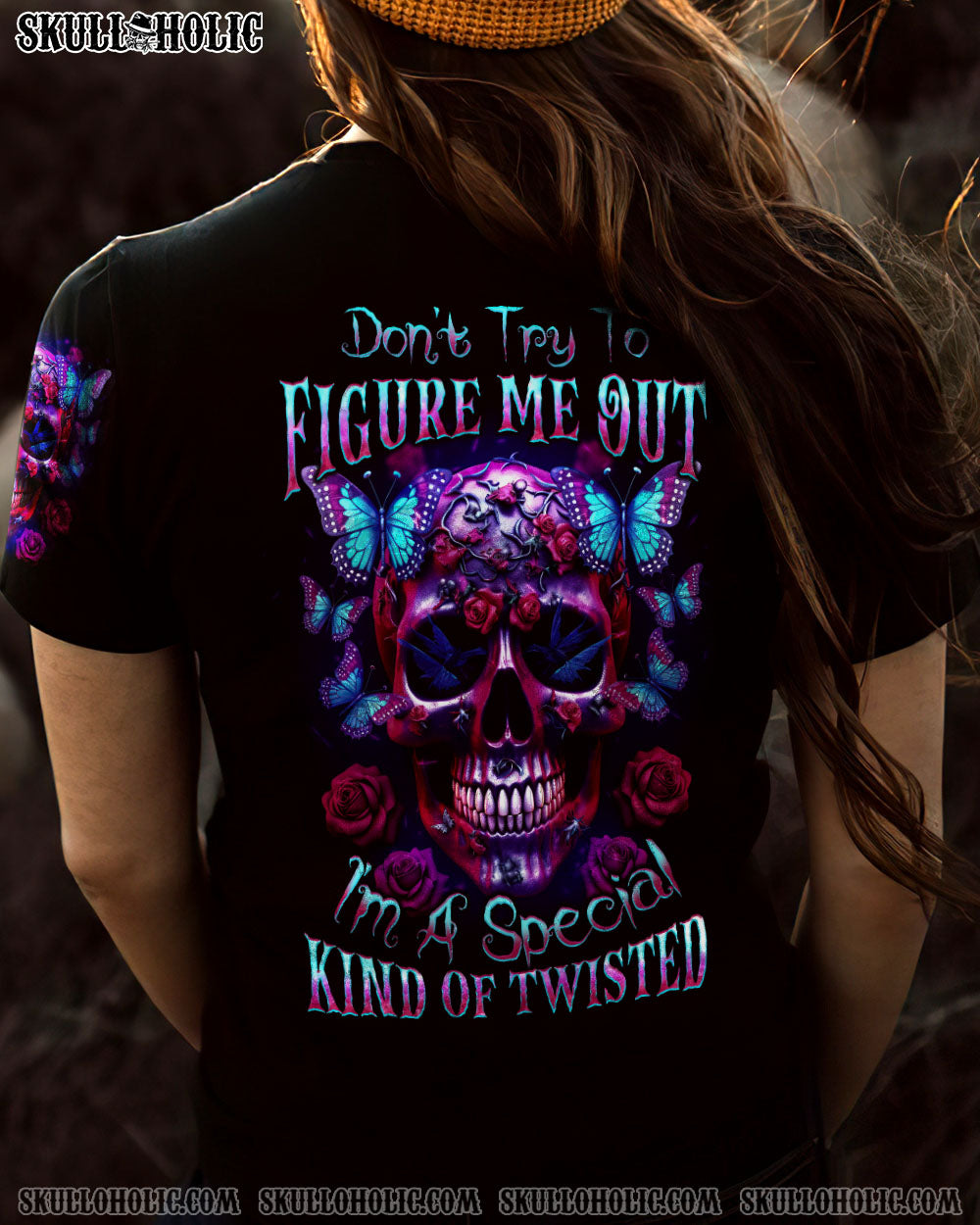DON’T TRY TO FIGURE ME OUT BUTTERFLY SKULL ALL OVER PRINT – TLTW1505231
