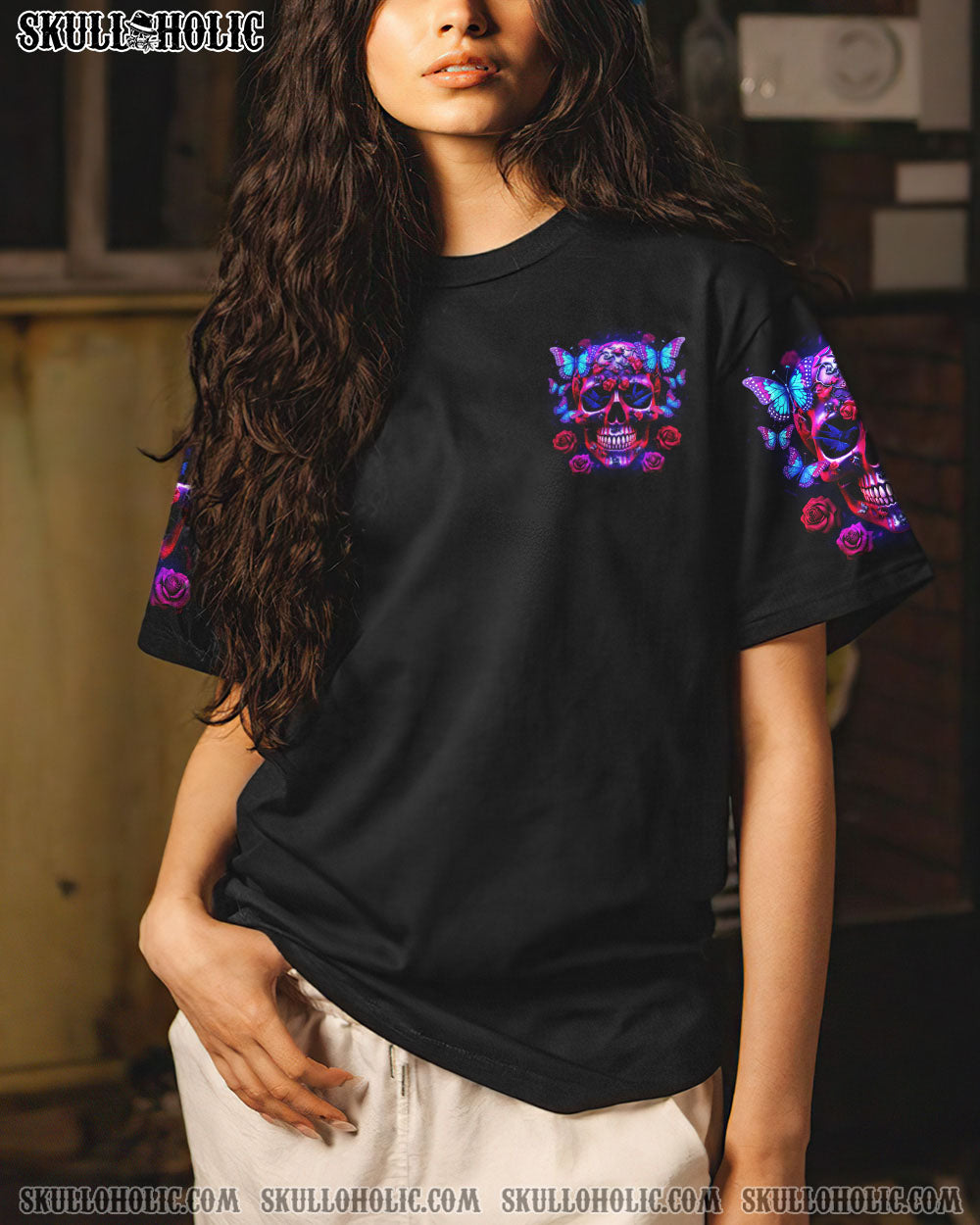 DON’T TRY TO FIGURE ME OUT BUTTERFLY SKULL ALL OVER PRINT – TLTW1505231