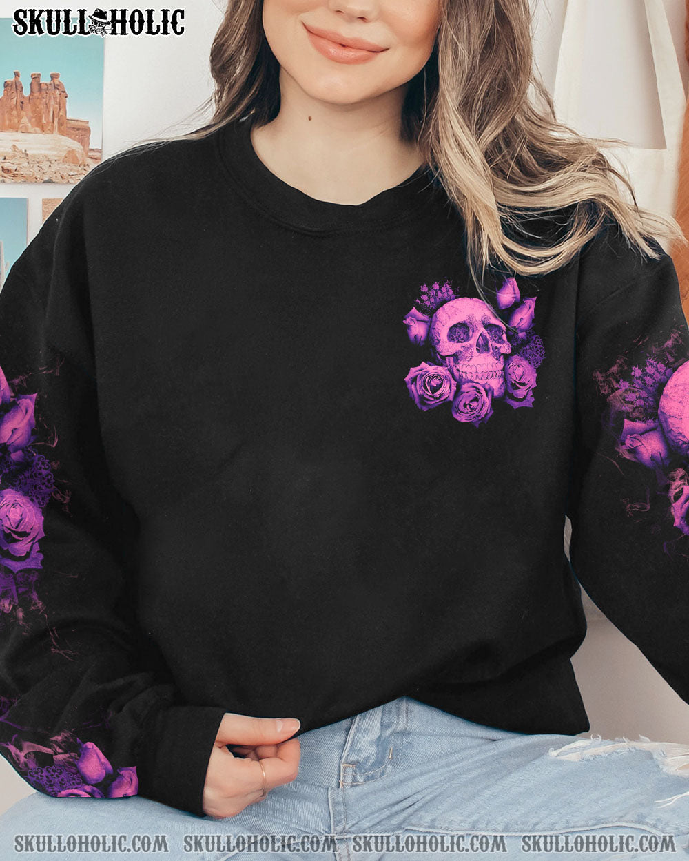 DON’T TRY TO FIGURE ME OUT PURPLE SKULL ROSE ALL OVER PRINT – TLTW1912221