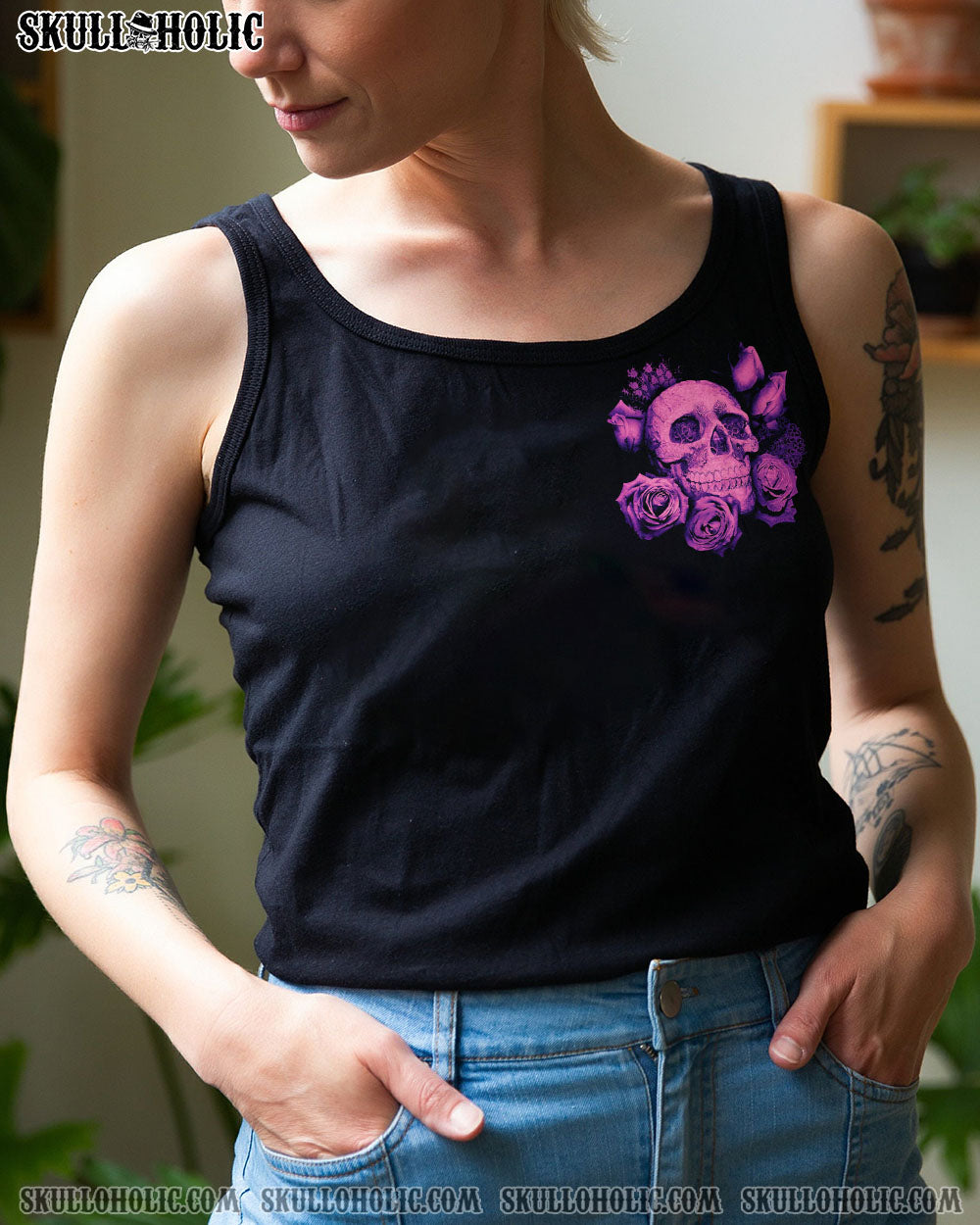 DON’T TRY TO FIGURE ME OUT PURPLE SKULL ROSE ALL OVER PRINT – TLTW1912221