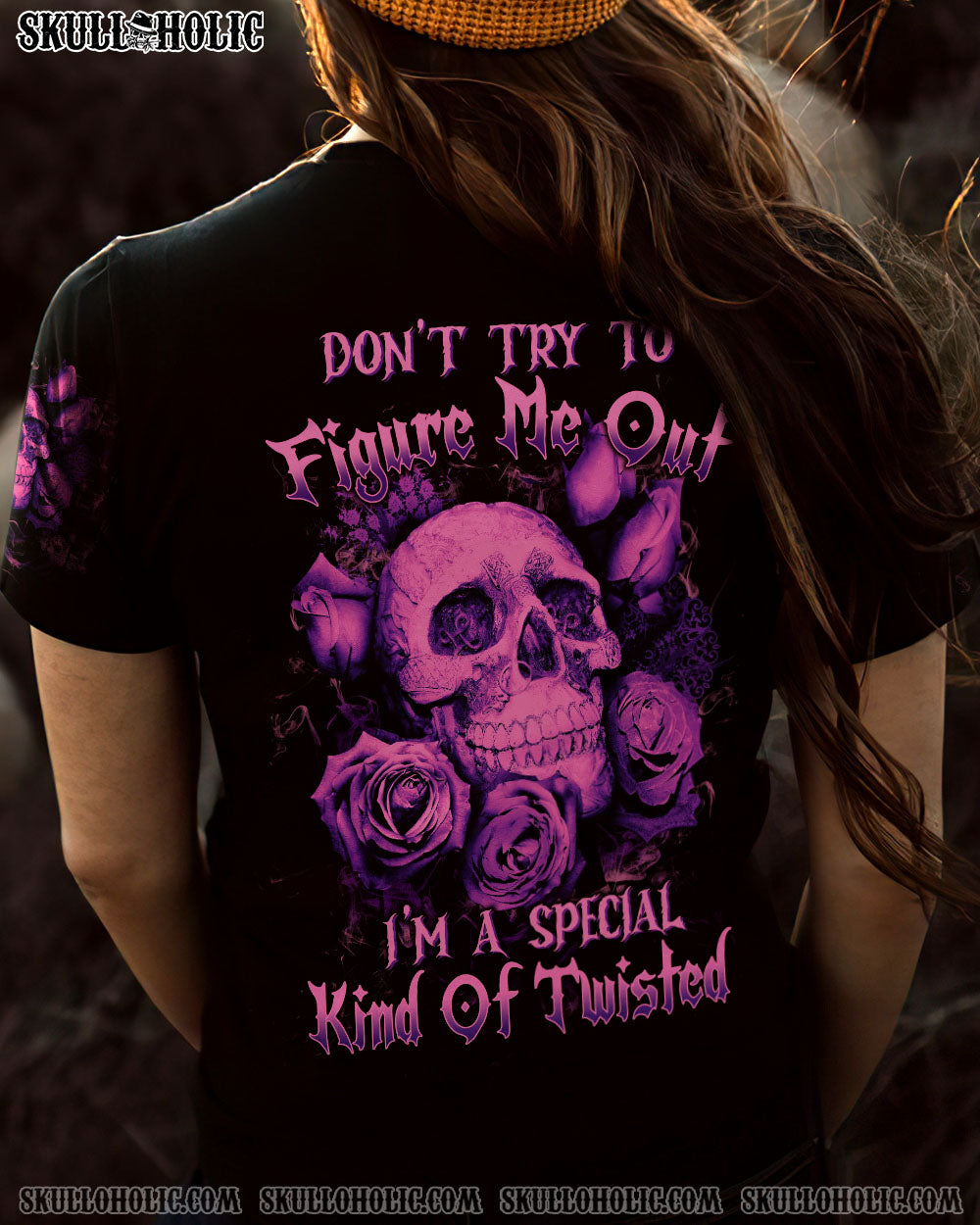 DON’T TRY TO FIGURE ME OUT PURPLE SKULL ROSE ALL OVER PRINT – TLTW1912221
