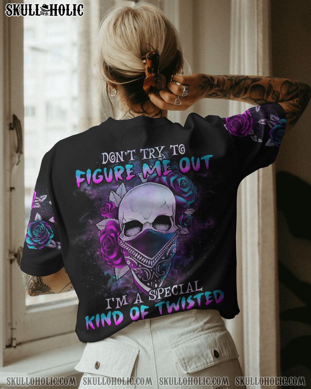 DON’T TRY TO FIGURE ME OUT ROSE SKULL ALL OVER PRINT – TLNO2712222