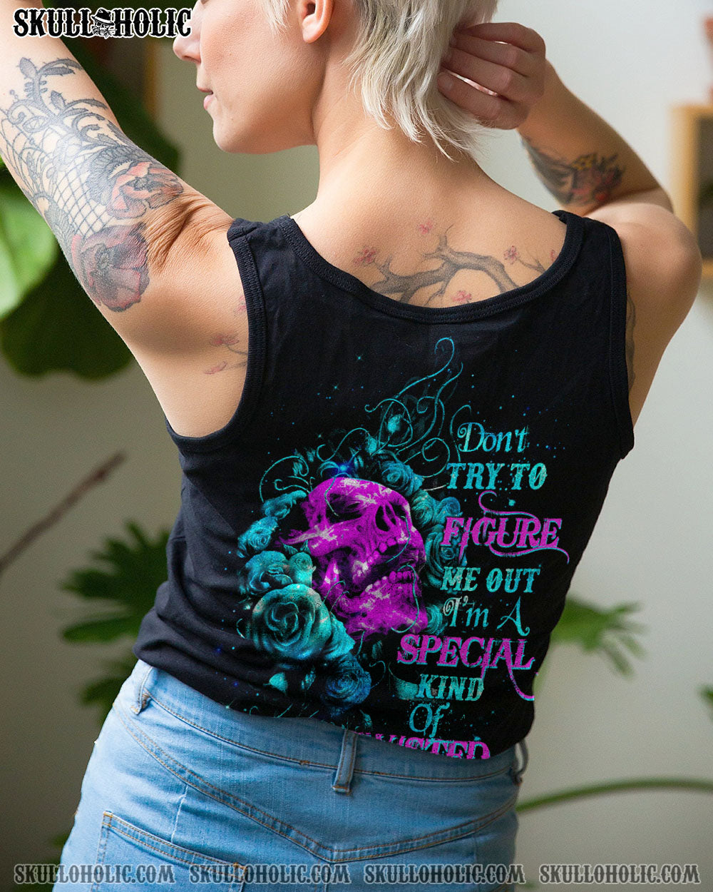 DON’T TRY TO FIGURE ME OUT ROSE SKULL ALL OVER PRINT – TLTW1312221