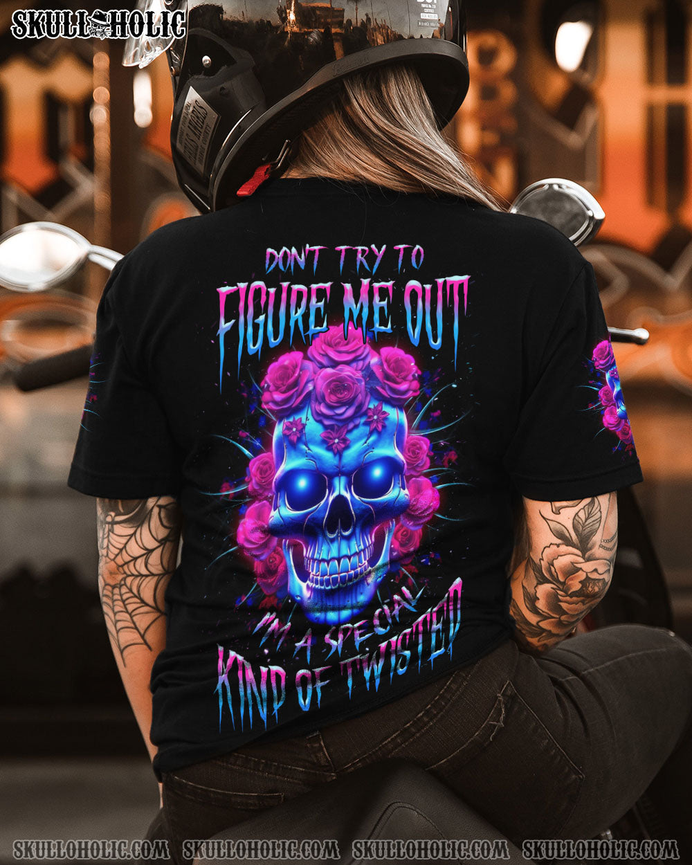 DON’T TRY TO FIGURE ME OUT ROSE SKULL GLOWING ALL OVER PRINT – TLNZ1505231