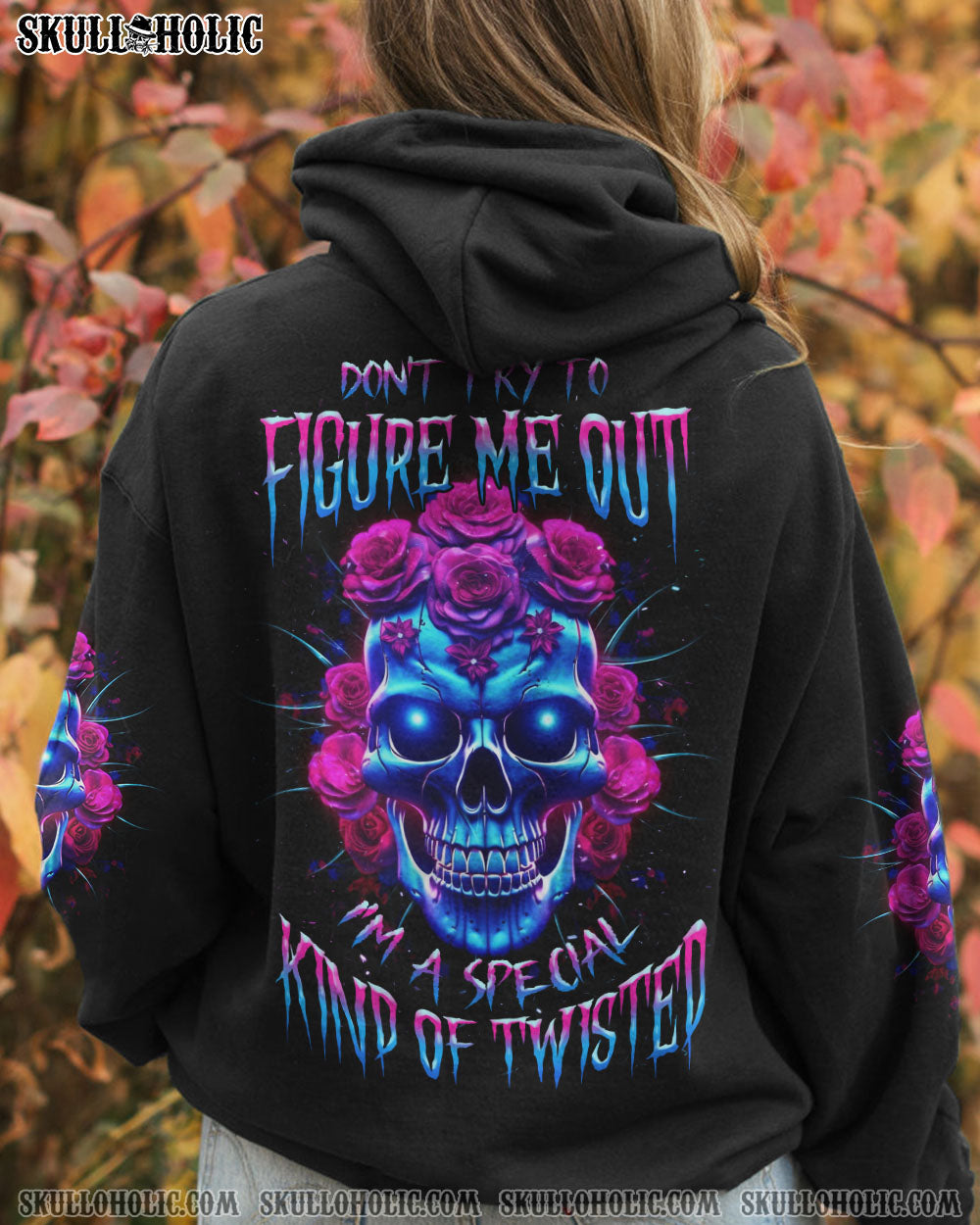 DON’T TRY TO FIGURE ME OUT ROSE SKULL GLOWING ALL OVER PRINT – TLNZ1505231