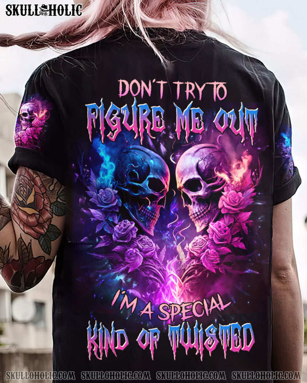 DON'T TRY TO FIGURE ME OUT SKULL ROSE ALL OVER PRINT - TLNZ0704233